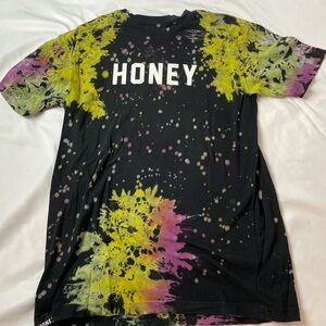 Honey Brand Co Adult Size M Black Bleach Tie Dye T-Shirt Tee Skate Brand NEW
